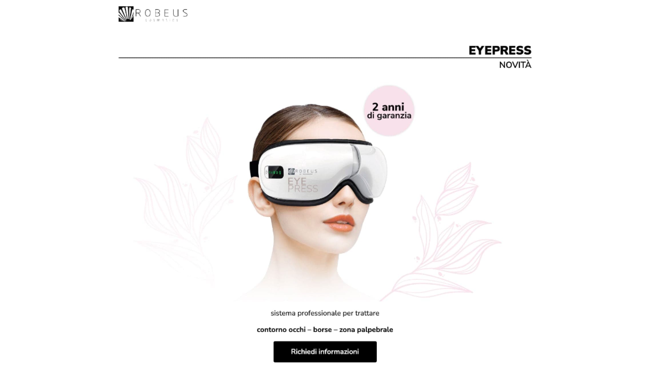 Landing page EYEPRESS di Robeus per il contorno occhi