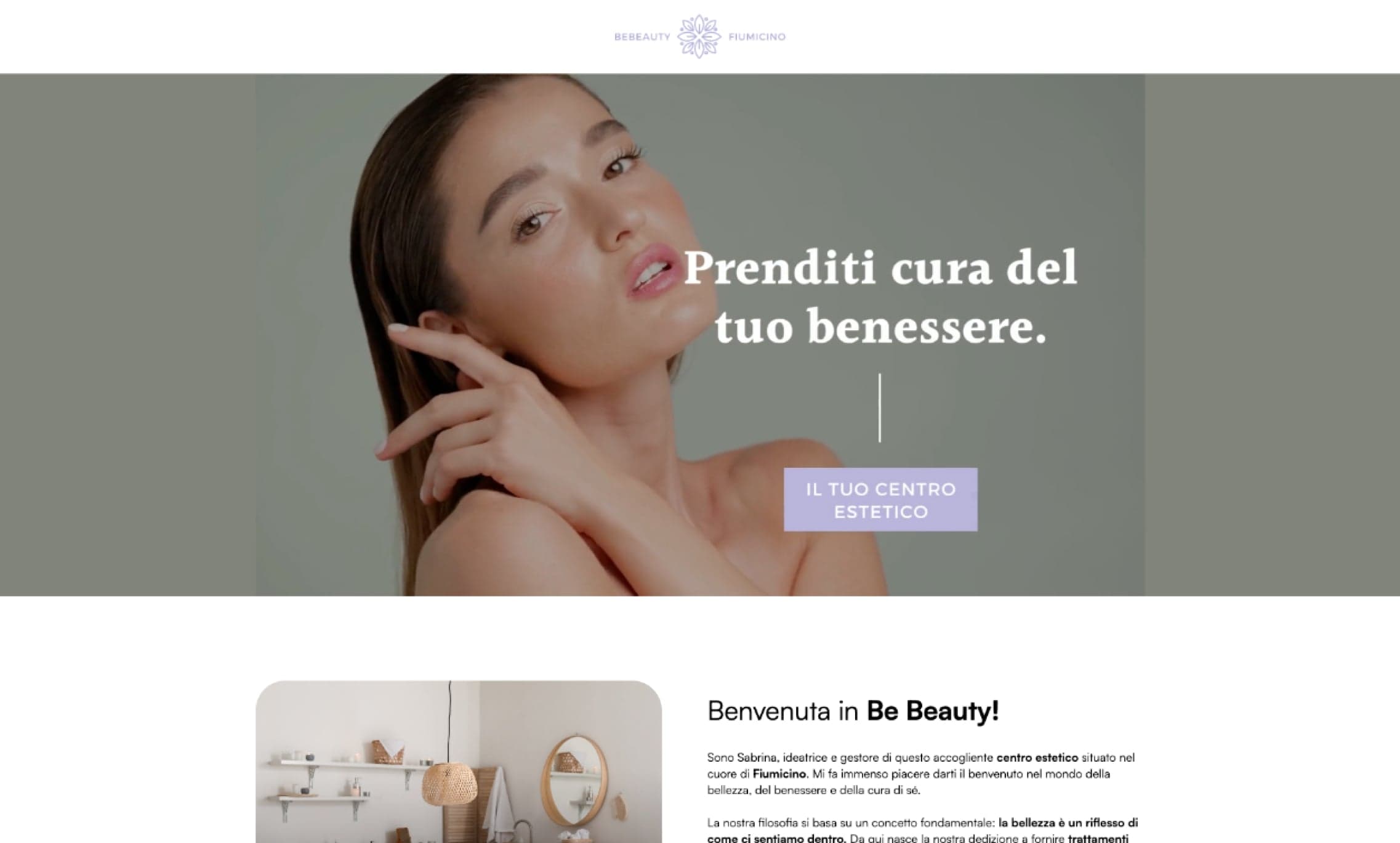 Landing page del centro estetico Be Beauty